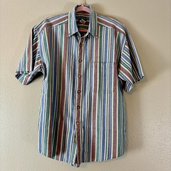 Basic Equipment Striped Button Up Short Sleeve Ca… - image 2