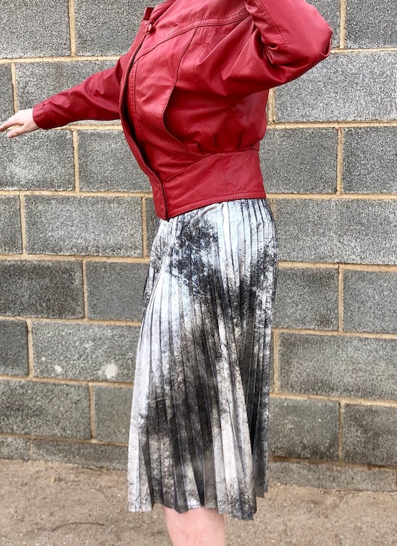 Vintage 80s True Red Leather Dolman Biker Jacket - Pelle Cuir