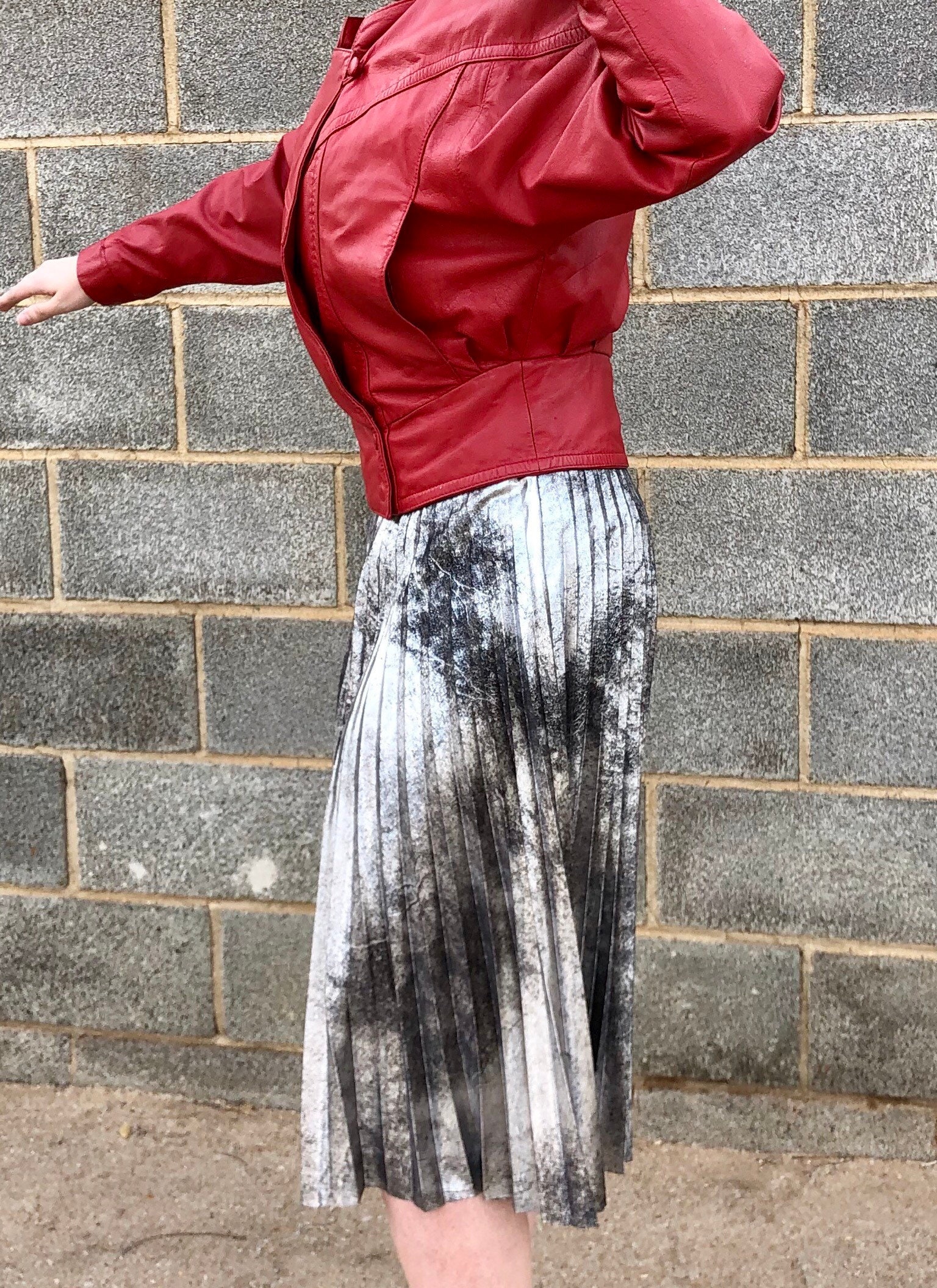 Vintage 80s True Red Leather Dolman Biker Jacket - Pelle Cuir