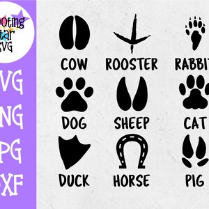 Farm animal Tracks - Farm Animal Paw Prints - Children&#39;s SVG