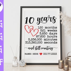 10th  Wedding Anniversary SVG - Anniversary Milestone SVG