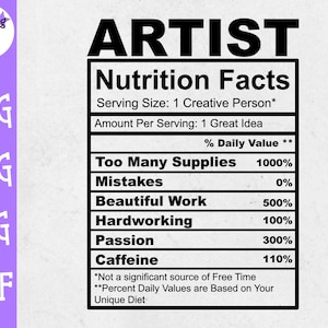 Art Nutrition Facts SVG - Artiste SVG - Art SVG