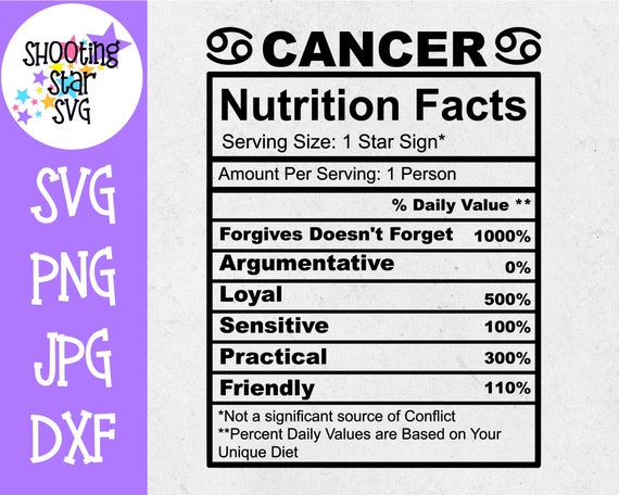 Cancer Zodiac Sign Nutrition Facts Svg Cancer Svg Etsy