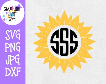 May include: A yellow sunflower with a black monogram of the letters SSS in the center.