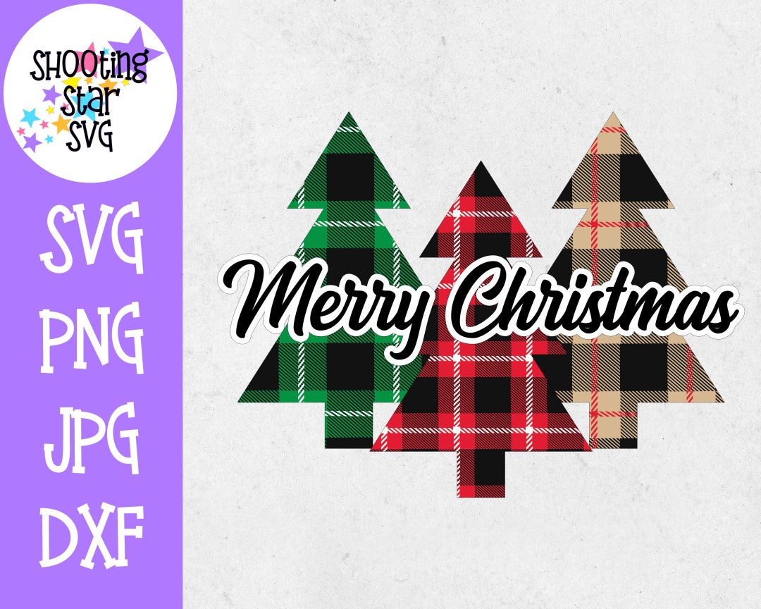 Merry Christmas Buffalo Plaid Trees SVG - Print and Cut - Etsy