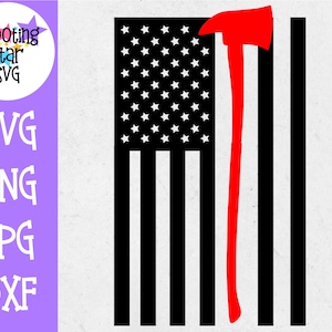 American Flag with Fire Axe - Thin Red Line- Firefighter SVG