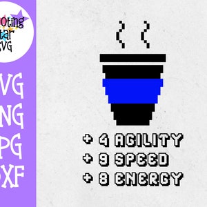 Coffee Level Up SVG - Pixel SVG - Nerdy SVG