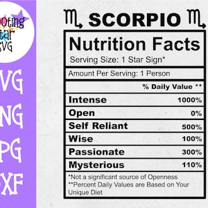 Scorpio Zodiac Sign Nutrition Facts SVG - Scorpio SVG