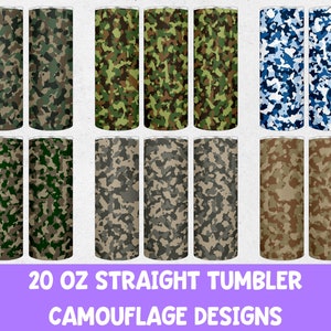 Camouflage Tumbler Wrap - 20 oz Camo Tumbler Sublimation Bundle