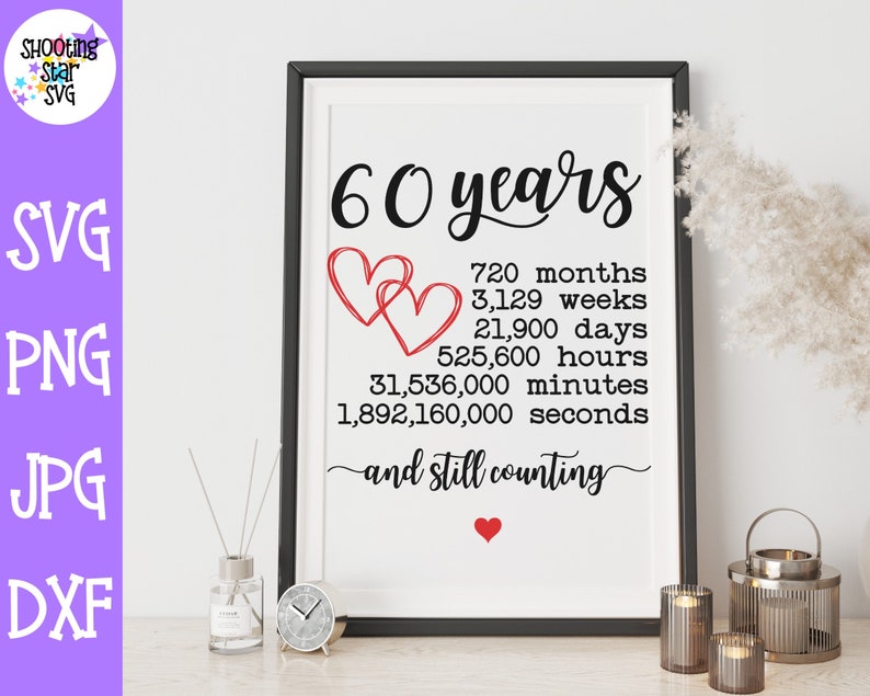 60th Wedding Anniversary SVG Anniversary Milestone SVG - Etsy