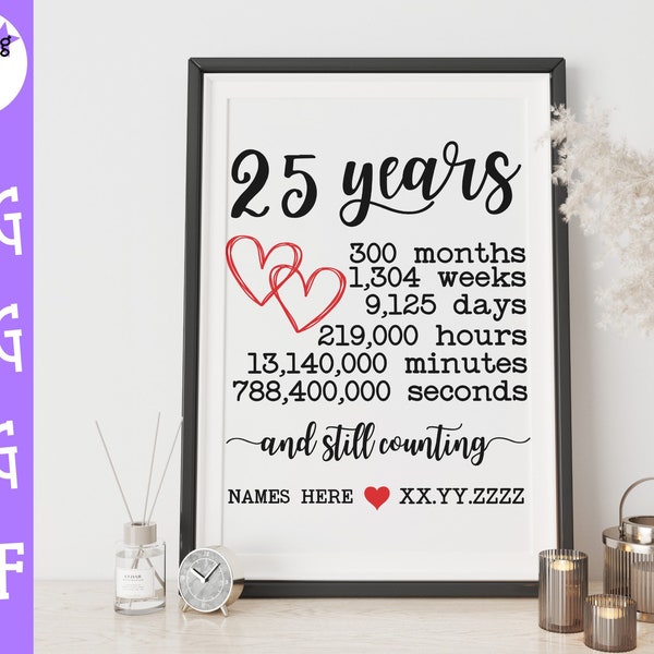 25th Wedding Anniversary SVG - Anniversary Milestone SVG