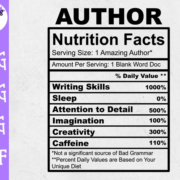 Author Nutrition Facts SVG - Author SVG - Writer SVG