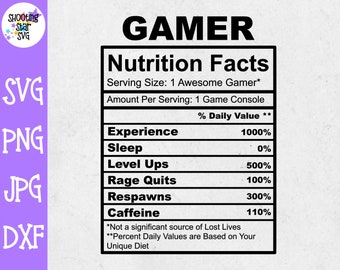 Gamer Nutrition Facts SVG - Gamer SVG