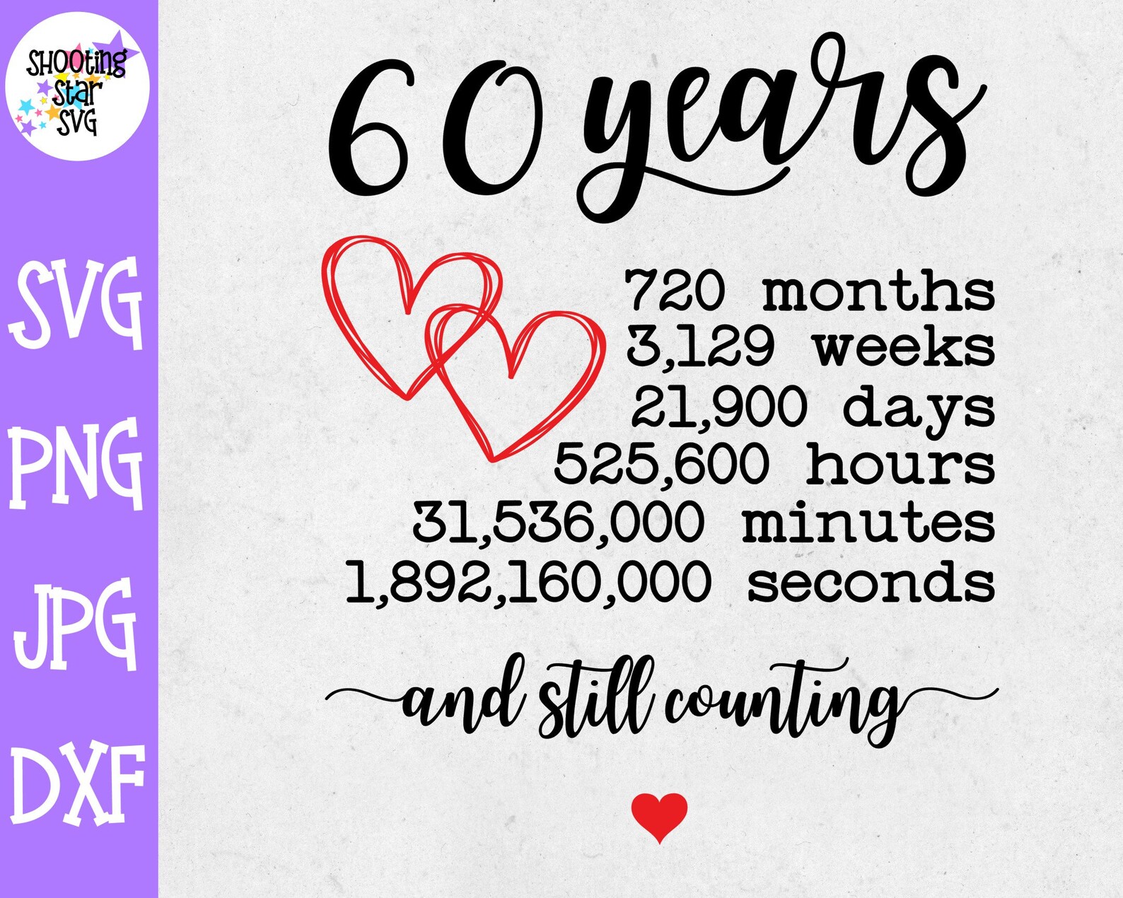 60th Wedding Anniversary SVG Anniversary Milestone SVG - Etsy