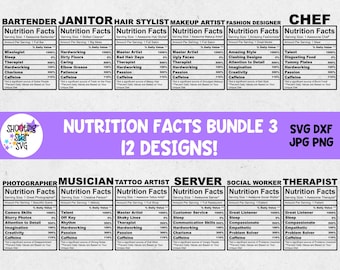 Nutrition Facts SVG Bundle Three