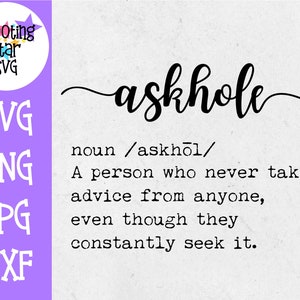 Définition Askhole - Funny Definition SVG - Nerdy SVG