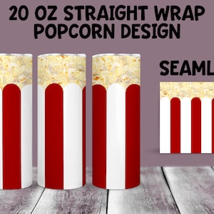 20 OZ Popcorn Straight Tumbler Wrap - Seamless Tumbler Wrap  - Sublimation Design