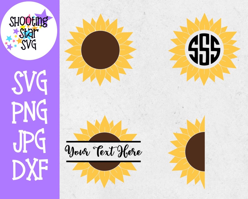 Download Sunflower SVG Bundle Sunflower Monogram SVG Split | Etsy