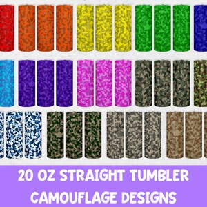 Mega Bundle Colorful Camouflage Tumbler Wrap - 20 oz Camo Tumbler Sublimation Bundle