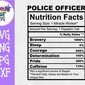 Police Officer Nutrition Facts SVG - Police Officer SVG