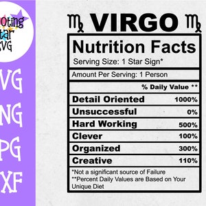 Virgo Zodiac Sign Nutrition Faits SVG - Virgo SVG