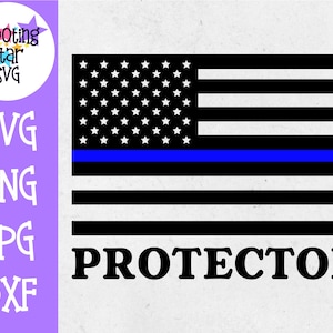 American Flag Protector- Thin Blue Line - Police Officer SVG