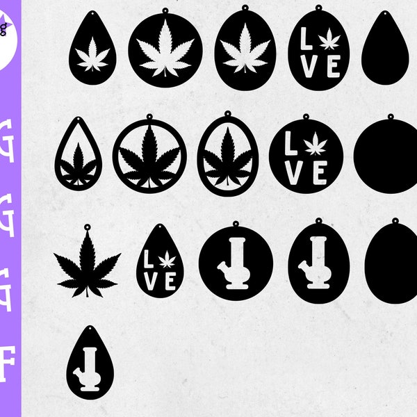 Marijuana Earring SVG Bundle - Weed Earring SVG Bundle - Pot Earring