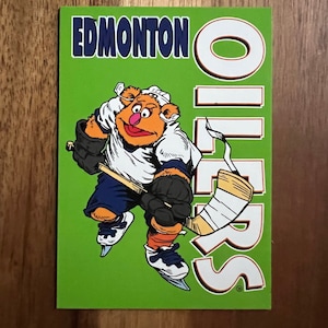 Aimant de réfrigérateur cartes à collectionner recyclées Edmonton Oilers Muppets Take the Ice