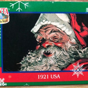 Aimant de réfrigérateur avec carte à collectionner recyclée Père Noël 1921 USA autour du monde
