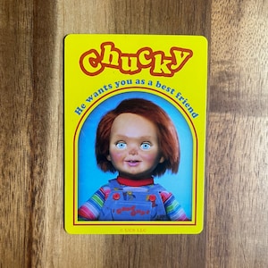 Aimant de réfrigérateur de cartes à jouer recyclées Chucky