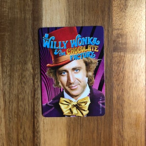 Aimant pour réfrigérateur cartes à jouer recyclées Willy Wonka et la chocolaterie