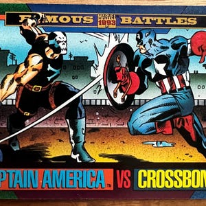 Aimant de réfrigérateur de cartes à collectionner recyclées Captain America vs Crossbones
