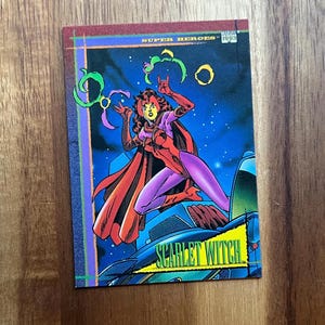 Aimant de réfrigérateur Scarlet Witch, cartes à collectionner recyclées