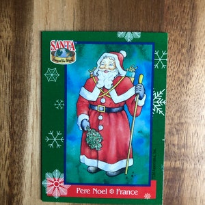 Pere Noel France Santa Around The World Karta kolekcjonerska z recyklingu Magnes na lodówkę