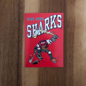 Aimant de réfrigérateur cartes à collectionner recyclées Muppets Take the Ice, les Sharks de San Jose