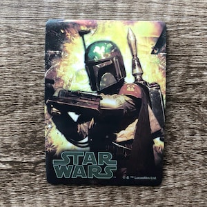 Aimant de réfrigérateur de cartes à jouer recyclées Star Wars Boba Fett
