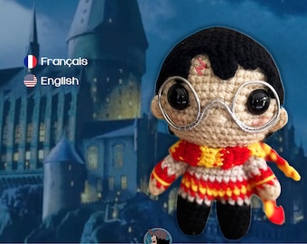 Crochet Pattern FR-US - Amigurumi Chibi little wizard Harry P*tter