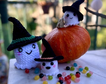 Crochet Pattern FR-US - Amigurumi Mini ghost Witcher - Halloween