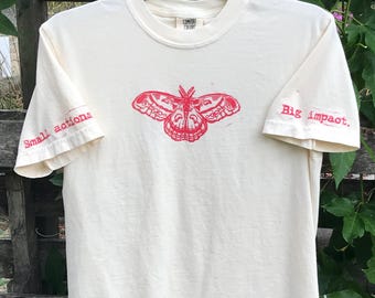 Small Actions, Big Impact T-Shirt: Hand-Printed Linocut Cotton Tee