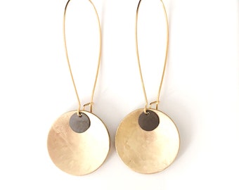 contemporary Brass Tangles brushed brass drop earrings. Brass earrings