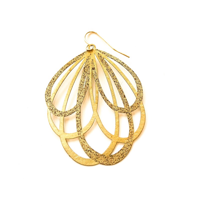 contemporary Brass Tangles brushed brass drop earrings. Brass earrings