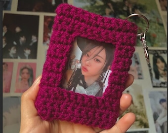 Crochet Kpop Photocard Holder with Keyring, Kpop Keychain, PC Holder, ID Holder