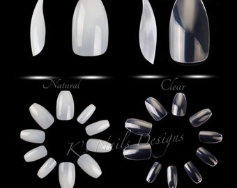 Short Coffin Tips 500pcs Clear and Natural * Press-On Nails*