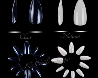 Puntas de aguja mediana 500pcs naturales * uñas prensadas * uñas falsas, usar pegamento o adhesivo de arte de uñas.