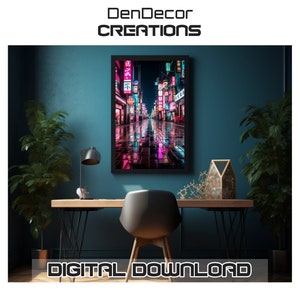 Neon Tokyo Lights| Living room Decor | Print Poster |