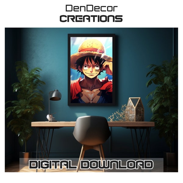Macaco D. Luffy | Pôster de mangá de anime de uma peça | Pôster de impressão digital para fãs