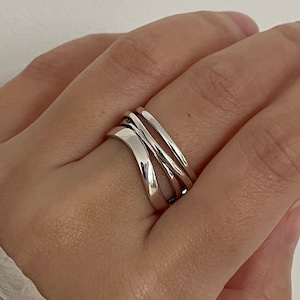 Layered Boho Ring | Solid 925 Sterling Silver Ring | Statement Band Ring | Wide Layer Ring | Birthday Gifts | Women Silver Ring