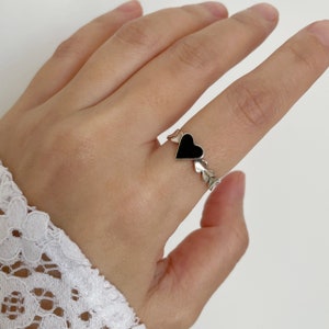 Dainty Heart Ring - Enamel Jewelry - Sterling Silver Heart Ring