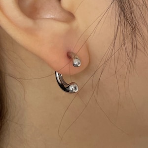 Aesthetic Silver Hoop Earrings - Front Back Earrings - Cute Jewelry