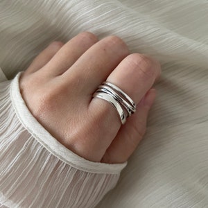 Mesmerizing Layered Boho Silver Ring  - Elegance Stacking Sterling Silver Ring